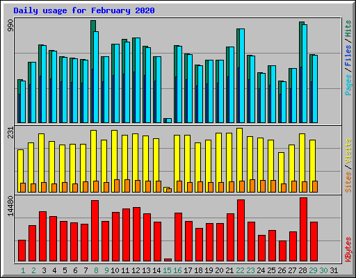 Daily usage for February 2020