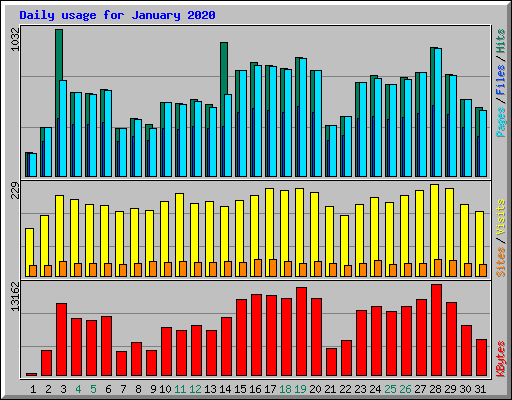 Daily usage for January 2020